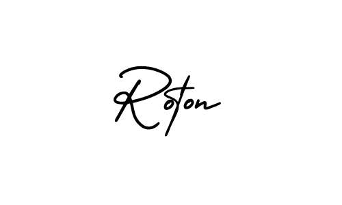 Design your own signature with our free online signature maker. With this signature software, you can create a handwritten (AmerikaSignatureDemo-Regular) signature for name Roton. Roton signature style 3 images and pictures png