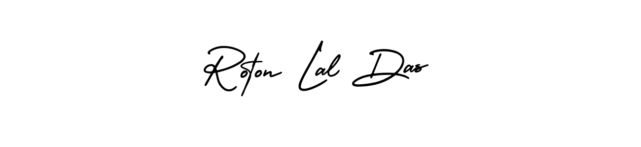 The best way (AmerikaSignatureDemo-Regular) to make a short signature is to pick only two or three words in your name. The name Roton Lal Das include a total of six letters. For converting this name. Roton Lal Das signature style 3 images and pictures png