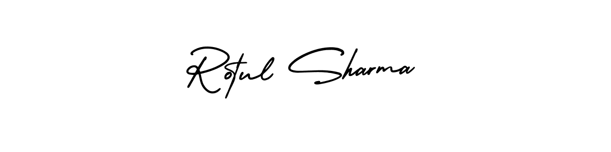 The best way (AmerikaSignatureDemo-Regular) to make a short signature is to pick only two or three words in your name. The name Rotul Sharma include a total of six letters. For converting this name. Rotul Sharma signature style 3 images and pictures png