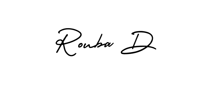 The best way (AmerikaSignatureDemo-Regular) to make a short signature is to pick only two or three words in your name. The name Rouba D include a total of six letters. For converting this name. Rouba D signature style 3 images and pictures png