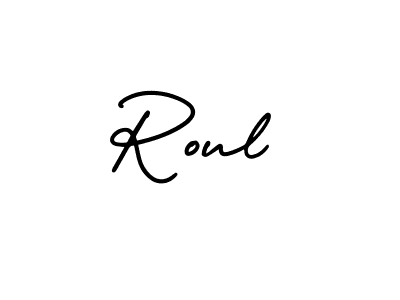 The best way (AmerikaSignatureDemo-Regular) to make a short signature is to pick only two or three words in your name. The name Roul include a total of six letters. For converting this name. Roul signature style 3 images and pictures png