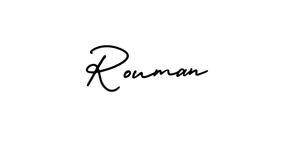 You should practise on your own different ways (AmerikaSignatureDemo-Regular) to write your name (Rouman) in signature. don't let someone else do it for you. Rouman signature style 3 images and pictures png