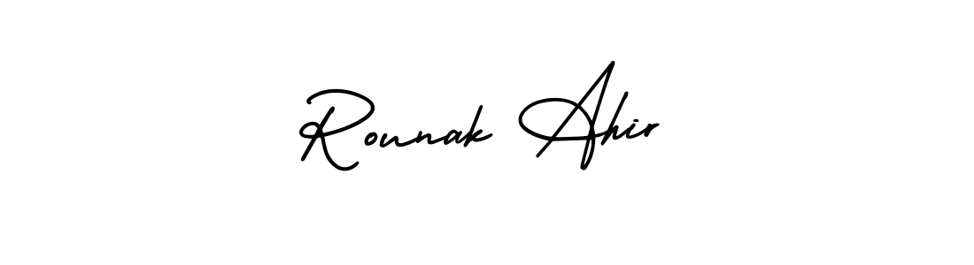 How to make Rounak Ahir name signature. Use AmerikaSignatureDemo-Regular style for creating short signs online. This is the latest handwritten sign. Rounak Ahir signature style 3 images and pictures png