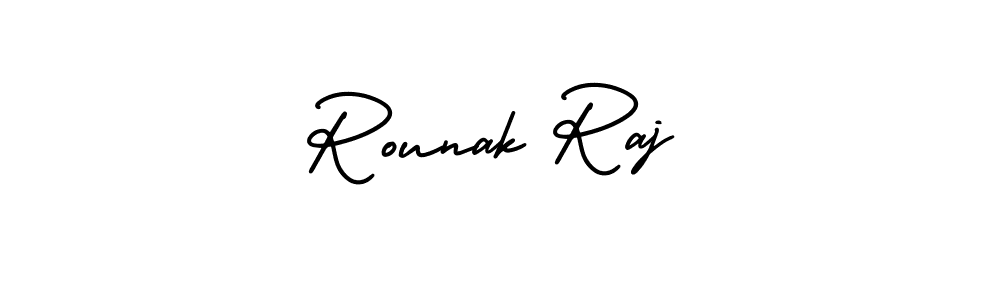 The best way (AmerikaSignatureDemo-Regular) to make a short signature is to pick only two or three words in your name. The name Rounak Raj include a total of six letters. For converting this name. Rounak Raj signature style 3 images and pictures png