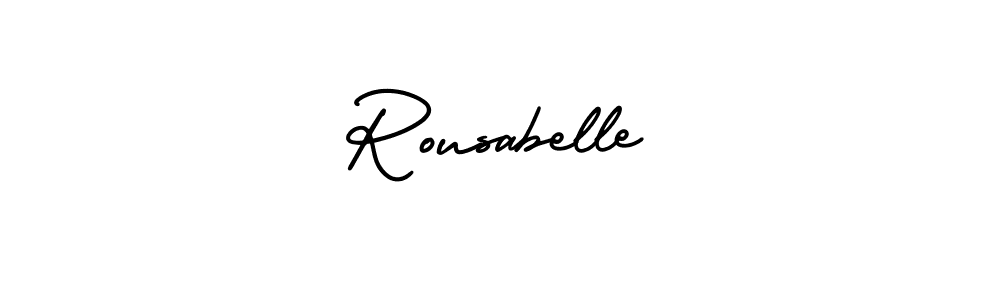 How to make Rousabelle name signature. Use AmerikaSignatureDemo-Regular style for creating short signs online. This is the latest handwritten sign. Rousabelle signature style 3 images and pictures png