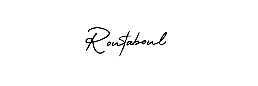 Create a beautiful signature design for name Routaboul. With this signature (AmerikaSignatureDemo-Regular) fonts, you can make a handwritten signature for free. Routaboul signature style 3 images and pictures png