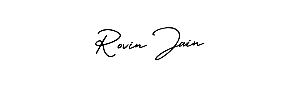 It looks lik you need a new signature style for name Rovin Jain. Design unique handwritten (AmerikaSignatureDemo-Regular) signature with our free signature maker in just a few clicks. Rovin Jain signature style 3 images and pictures png