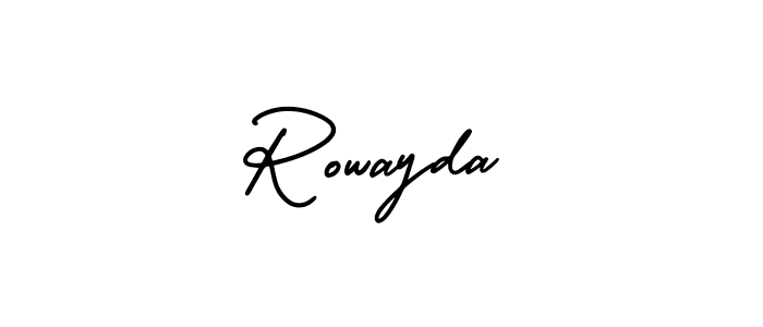 The best way (AmerikaSignatureDemo-Regular) to make a short signature is to pick only two or three words in your name. The name Rowayda include a total of six letters. For converting this name. Rowayda signature style 3 images and pictures png