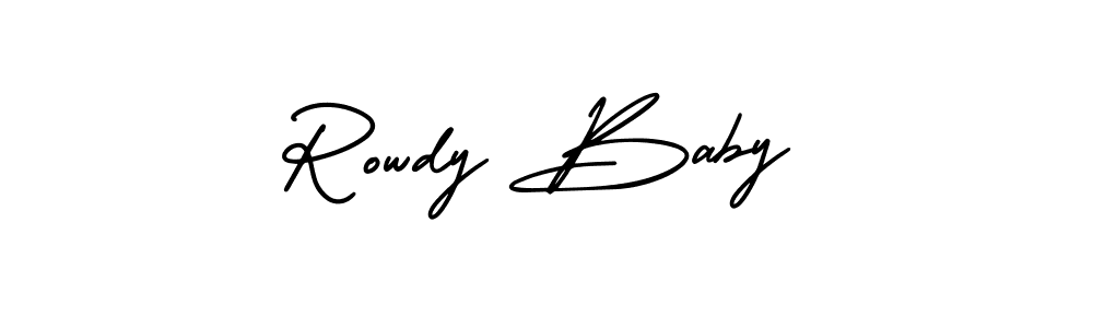 How to make Rowdy Baby signature? AmerikaSignatureDemo-Regular is a professional autograph style. Create handwritten signature for Rowdy Baby name. Rowdy Baby signature style 3 images and pictures png