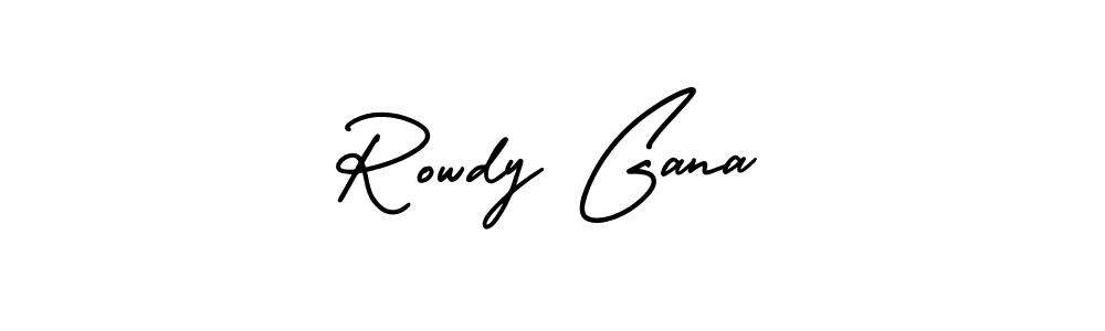 How to make Rowdy Gana name signature. Use AmerikaSignatureDemo-Regular style for creating short signs online. This is the latest handwritten sign. Rowdy Gana signature style 3 images and pictures png