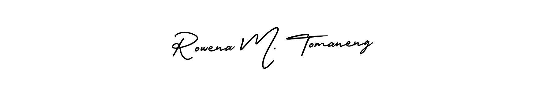 Make a short Rowena M. Tomaneng signature style. Manage your documents anywhere anytime using AmerikaSignatureDemo-Regular. Create and add eSignatures, submit forms, share and send files easily. Rowena M. Tomaneng signature style 3 images and pictures png