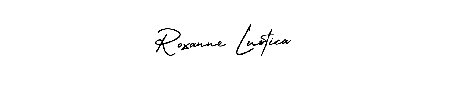 How to make Roxanne Lustica name signature. Use AmerikaSignatureDemo-Regular style for creating short signs online. This is the latest handwritten sign. Roxanne Lustica signature style 3 images and pictures png