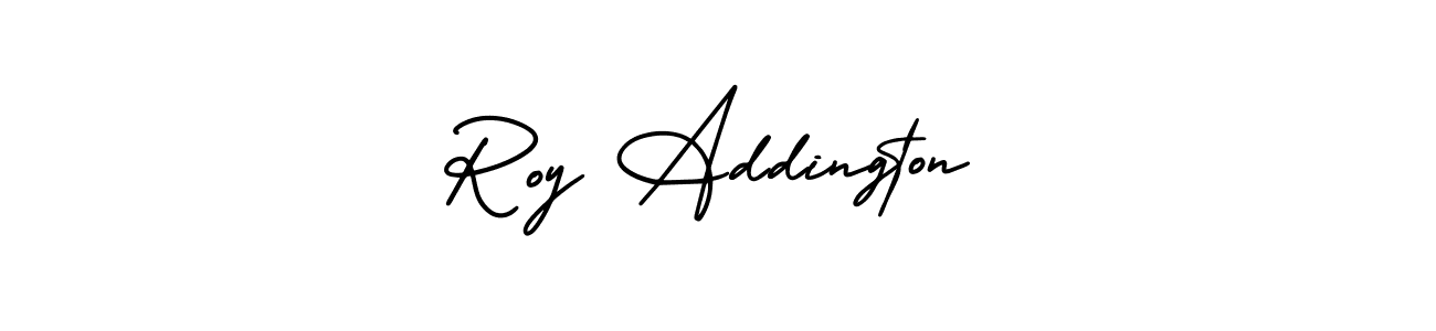 The best way (AmerikaSignatureDemo-Regular) to make a short signature is to pick only two or three words in your name. The name Roy Addington include a total of six letters. For converting this name. Roy Addington signature style 3 images and pictures png