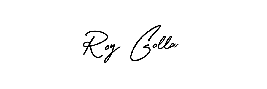 This is the best signature style for the Roy Golla name. Also you like these signature font (AmerikaSignatureDemo-Regular). Mix name signature. Roy Golla signature style 3 images and pictures png