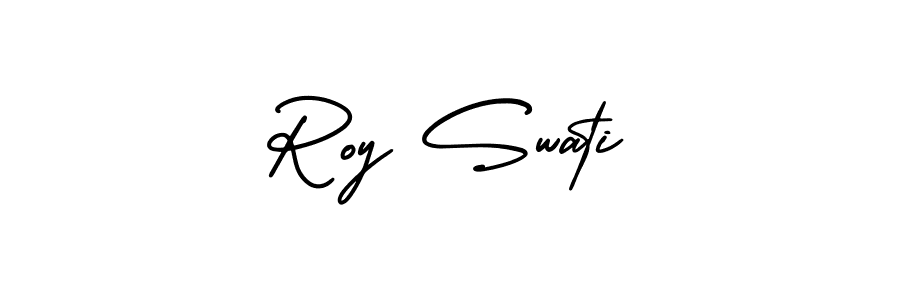 How to make Roy Swati name signature. Use AmerikaSignatureDemo-Regular style for creating short signs online. This is the latest handwritten sign. Roy Swati signature style 3 images and pictures png