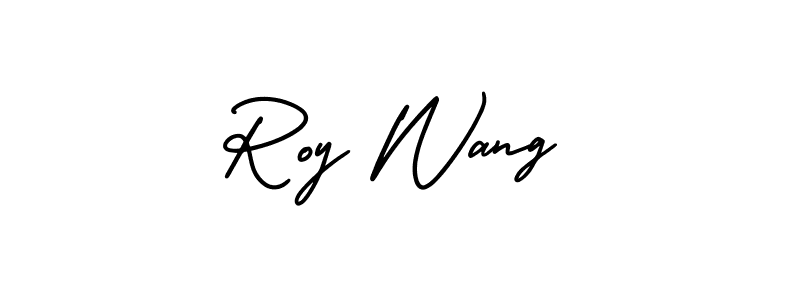 It looks lik you need a new signature style for name Roy Wang. Design unique handwritten (AmerikaSignatureDemo-Regular) signature with our free signature maker in just a few clicks. Roy Wang signature style 3 images and pictures png