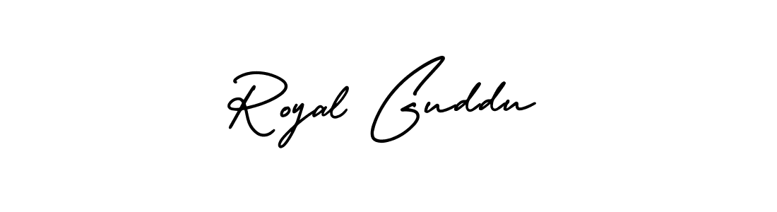 Create a beautiful signature design for name Royal Guddu. With this signature (AmerikaSignatureDemo-Regular) fonts, you can make a handwritten signature for free. Royal Guddu signature style 3 images and pictures png