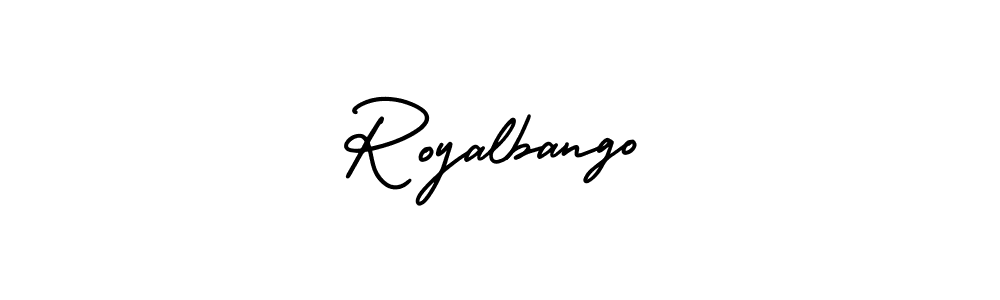You should practise on your own different ways (AmerikaSignatureDemo-Regular) to write your name (Royalbango) in signature. don't let someone else do it for you. Royalbango signature style 3 images and pictures png