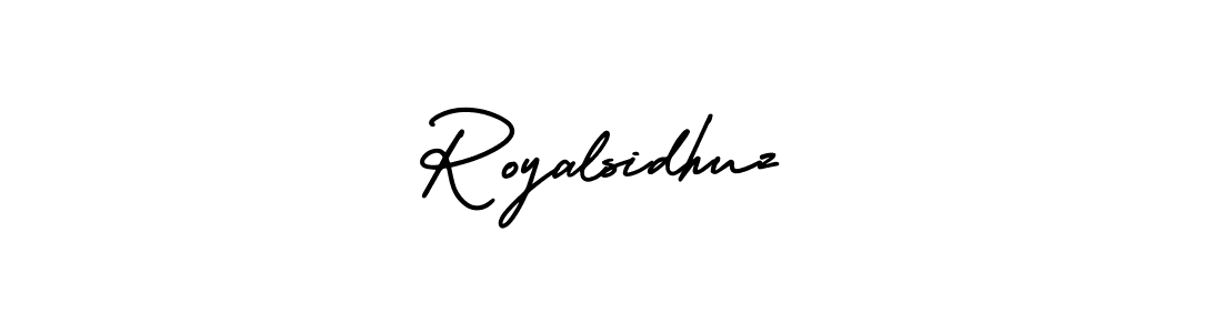 if you are searching for the best signature style for your name Royalsidhuz. so please give up your signature search. here we have designed multiple signature styles  using AmerikaSignatureDemo-Regular. Royalsidhuz signature style 3 images and pictures png