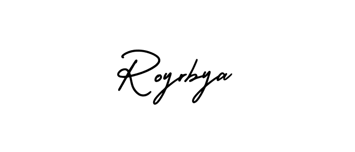 if you are searching for the best signature style for your name Royrbya. so please give up your signature search. here we have designed multiple signature styles  using AmerikaSignatureDemo-Regular. Royrbya signature style 3 images and pictures png
