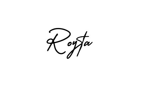The best way (AmerikaSignatureDemo-Regular) to make a short signature is to pick only two or three words in your name. The name Royta include a total of six letters. For converting this name. Royta signature style 3 images and pictures png