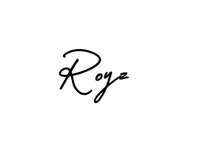 How to make Royz name signature. Use AmerikaSignatureDemo-Regular style for creating short signs online. This is the latest handwritten sign. Royz signature style 3 images and pictures png