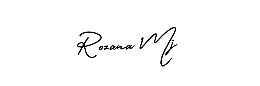 The best way (AmerikaSignatureDemo-Regular) to make a short signature is to pick only two or three words in your name. The name Rozana Mj include a total of six letters. For converting this name. Rozana Mj signature style 3 images and pictures png