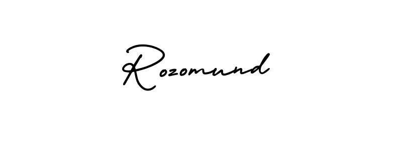 The best way (AmerikaSignatureDemo-Regular) to make a short signature is to pick only two or three words in your name. The name Rozomund include a total of six letters. For converting this name. Rozomund signature style 3 images and pictures png