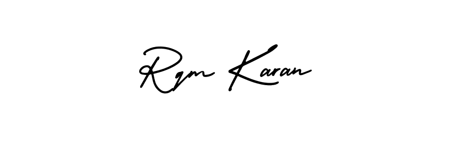 It looks lik you need a new signature style for name Rqm Karan. Design unique handwritten (AmerikaSignatureDemo-Regular) signature with our free signature maker in just a few clicks. Rqm Karan signature style 3 images and pictures png
