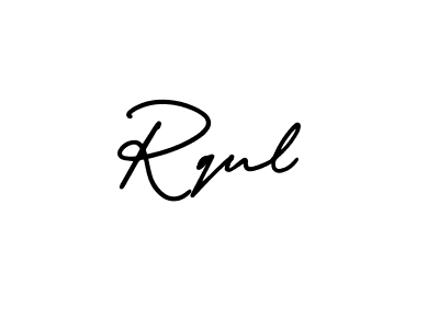 You should practise on your own different ways (AmerikaSignatureDemo-Regular) to write your name (Rqul) in signature. don't let someone else do it for you. Rqul signature style 3 images and pictures png