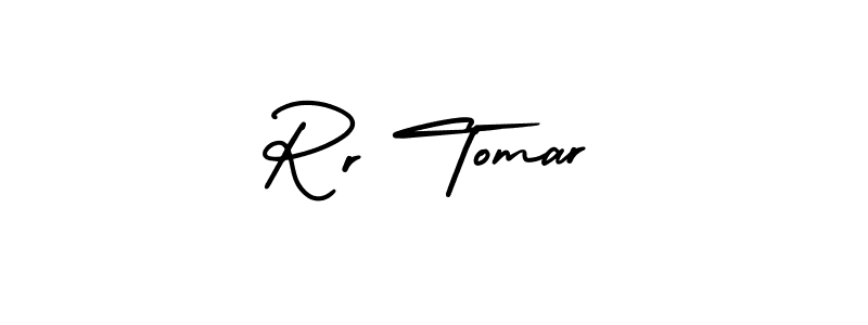 The best way (AmerikaSignatureDemo-Regular) to make a short signature is to pick only two or three words in your name. The name Rr Tomar include a total of six letters. For converting this name. Rr Tomar signature style 3 images and pictures png