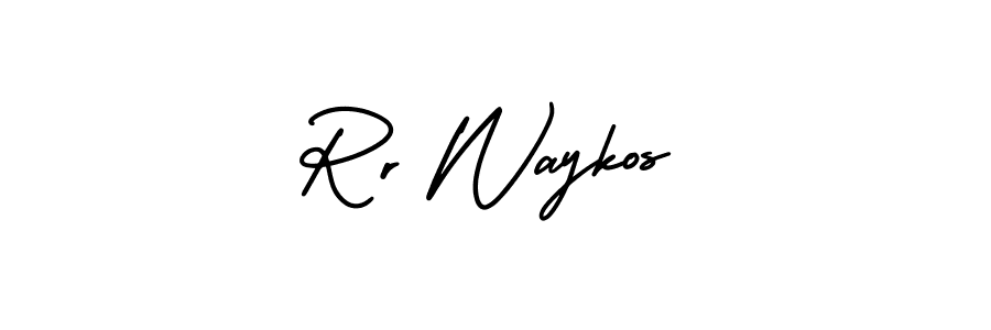 This is the best signature style for the Rr Waykos name. Also you like these signature font (AmerikaSignatureDemo-Regular). Mix name signature. Rr Waykos signature style 3 images and pictures png