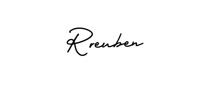 The best way (AmerikaSignatureDemo-Regular) to make a short signature is to pick only two or three words in your name. The name Rreuben include a total of six letters. For converting this name. Rreuben signature style 3 images and pictures png