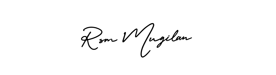This is the best signature style for the Rsm Mugilan name. Also you like these signature font (AmerikaSignatureDemo-Regular). Mix name signature. Rsm Mugilan signature style 3 images and pictures png
