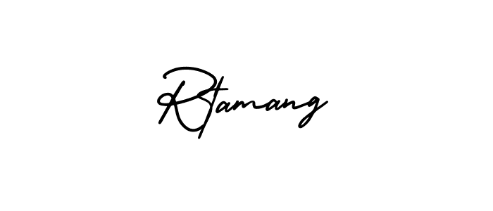 The best way (AmerikaSignatureDemo-Regular) to make a short signature is to pick only two or three words in your name. The name Rtamang include a total of six letters. For converting this name. Rtamang signature style 3 images and pictures png
