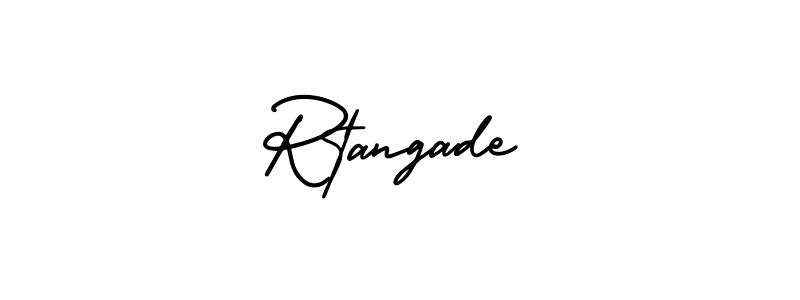 You should practise on your own different ways (AmerikaSignatureDemo-Regular) to write your name (Rtangade) in signature. don't let someone else do it for you. Rtangade signature style 3 images and pictures png