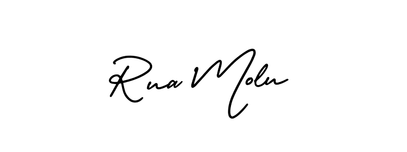 This is the best signature style for the Rua Molu name. Also you like these signature font (AmerikaSignatureDemo-Regular). Mix name signature. Rua Molu signature style 3 images and pictures png
