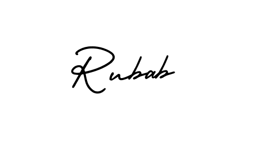 How to make Rubab name signature. Use AmerikaSignatureDemo-Regular style for creating short signs online. This is the latest handwritten sign. Rubab signature style 3 images and pictures png
