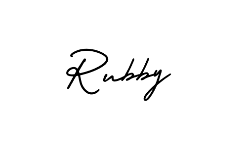 How to make Rubby name signature. Use AmerikaSignatureDemo-Regular style for creating short signs online. This is the latest handwritten sign. Rubby signature style 3 images and pictures png