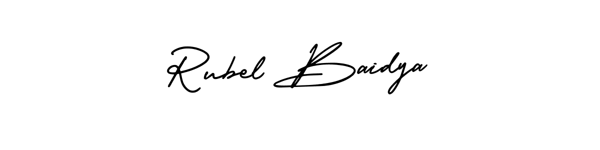 You should practise on your own different ways (AmerikaSignatureDemo-Regular) to write your name (Rubel Baidya) in signature. don't let someone else do it for you. Rubel Baidya signature style 3 images and pictures png