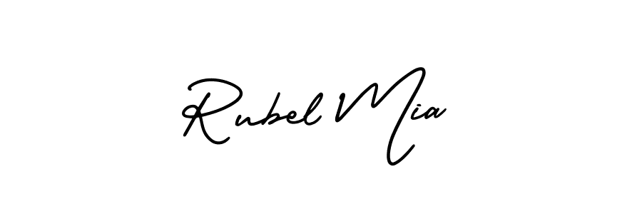 The best way (AmerikaSignatureDemo-Regular) to make a short signature is to pick only two or three words in your name. The name Rubel Mia include a total of six letters. For converting this name. Rubel Mia signature style 3 images and pictures png