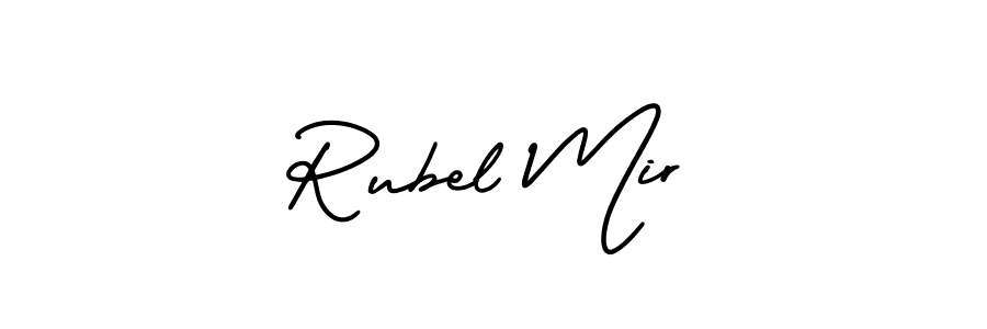 You should practise on your own different ways (AmerikaSignatureDemo-Regular) to write your name (Rubel Mir) in signature. don't let someone else do it for you. Rubel Mir signature style 3 images and pictures png