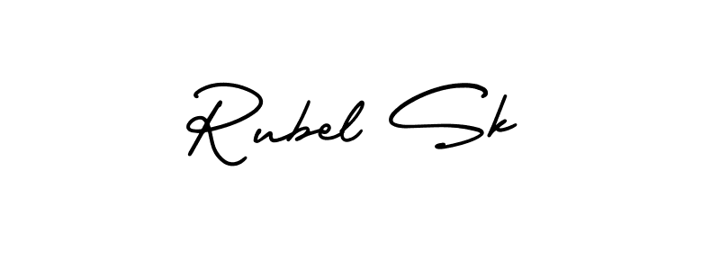The best way (AmerikaSignatureDemo-Regular) to make a short signature is to pick only two or three words in your name. The name Rubel Sk include a total of six letters. For converting this name. Rubel Sk signature style 3 images and pictures png