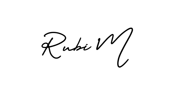 Make a beautiful signature design for name Rubi M. With this signature (AmerikaSignatureDemo-Regular) style, you can create a handwritten signature for free. Rubi M signature style 3 images and pictures png