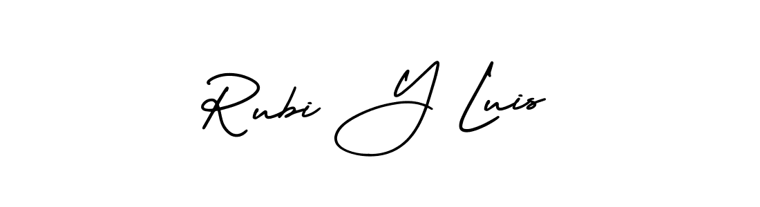 Also You can easily find your signature by using the search form. We will create Rubi Y Luis name handwritten signature images for you free of cost using AmerikaSignatureDemo-Regular sign style. Rubi Y Luis signature style 3 images and pictures png