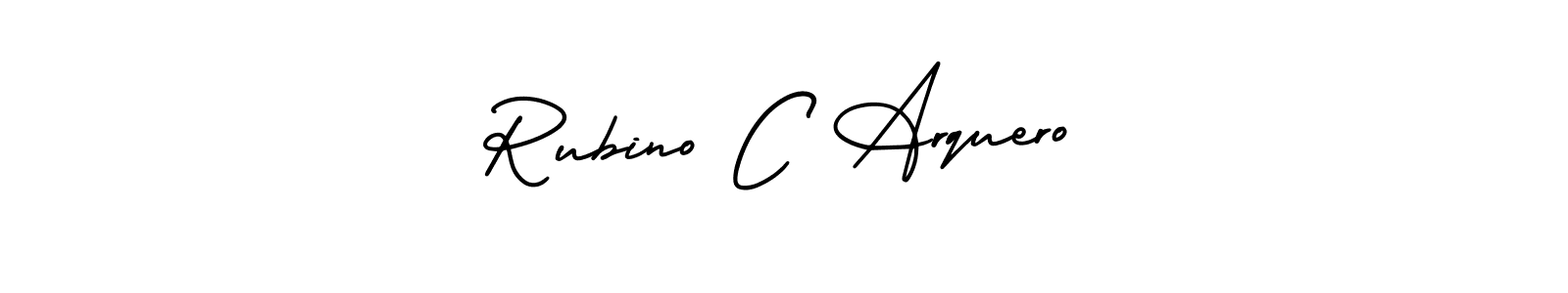 The best way (AmerikaSignatureDemo-Regular) to make a short signature is to pick only two or three words in your name. The name Rubino C Arquero include a total of six letters. For converting this name. Rubino C Arquero signature style 3 images and pictures png