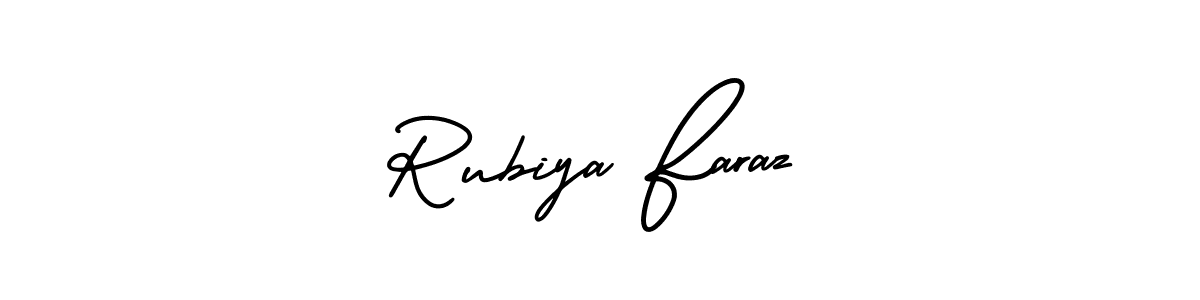 Also You can easily find your signature by using the search form. We will create Rubiya Faraz name handwritten signature images for you free of cost using AmerikaSignatureDemo-Regular sign style. Rubiya Faraz signature style 3 images and pictures png