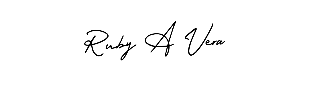 Use a signature maker to create a handwritten signature online. With this signature software, you can design (AmerikaSignatureDemo-Regular) your own signature for name Ruby A Vera. Ruby A Vera signature style 3 images and pictures png