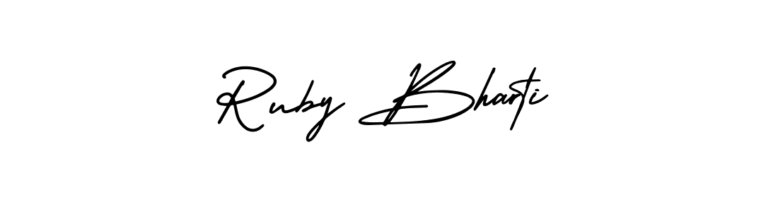 Similarly AmerikaSignatureDemo-Regular is the best handwritten signature design. Signature creator online .You can use it as an online autograph creator for name Ruby Bharti. Ruby Bharti signature style 3 images and pictures png