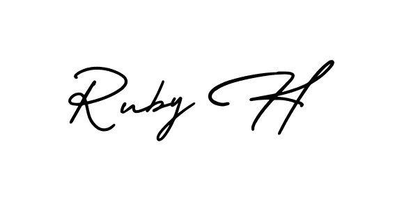 How to make Ruby H signature? AmerikaSignatureDemo-Regular is a professional autograph style. Create handwritten signature for Ruby H name. Ruby H signature style 3 images and pictures png